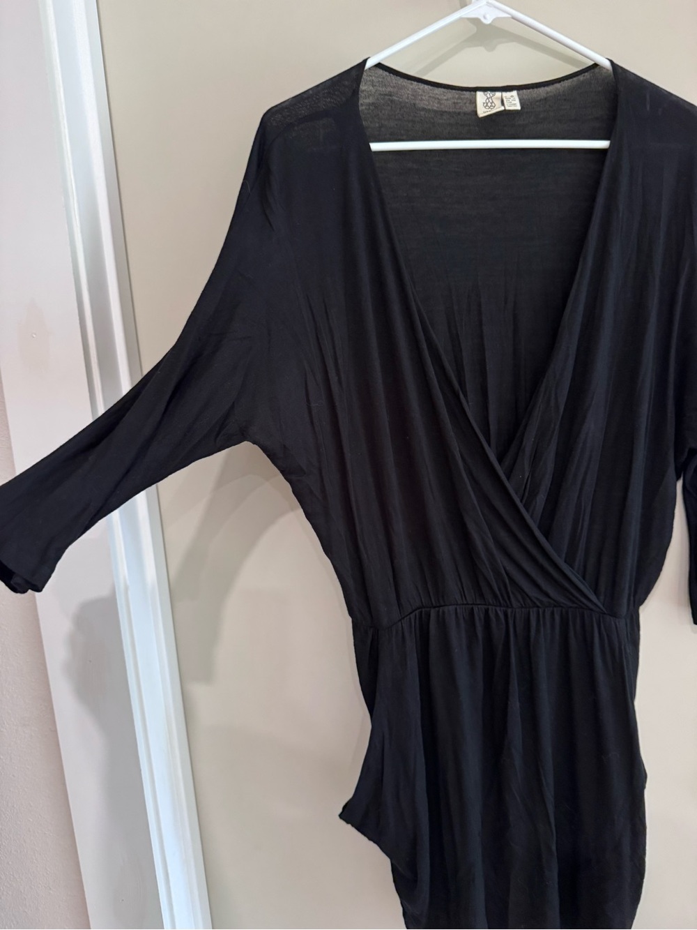 Black Surplice Wrap Dress